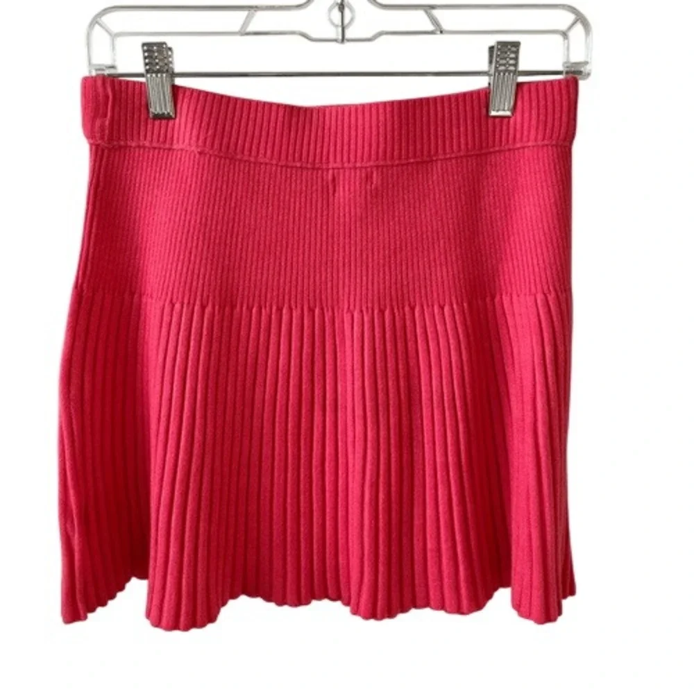 Aerie Pink Punch Take Charge Pull On Ribbed Unlined Wool Sweater Skirt Small NWT